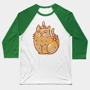 Cartoon Chibi Mushroom Cat Art Baseball T-Shirt